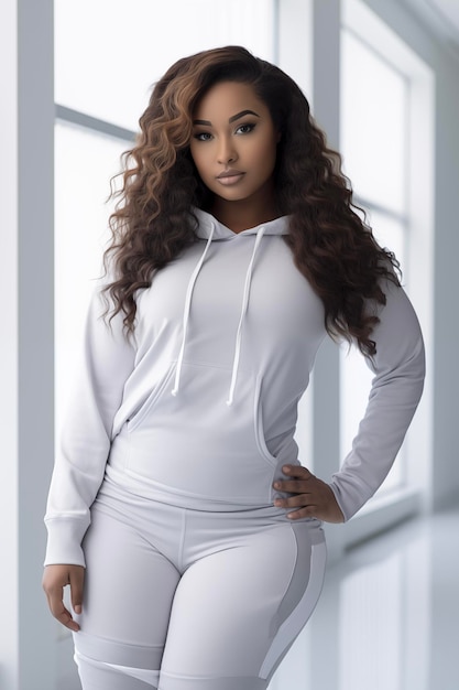 Photo plus size african american woman in sportswear