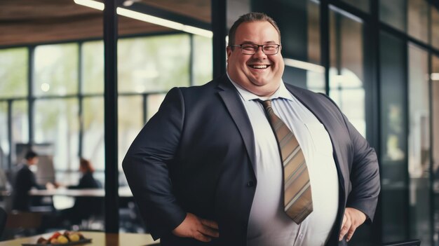 Foto plus size business manager vertrouwen op het werk