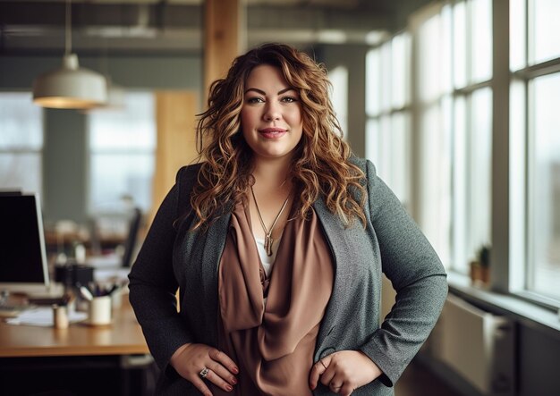 Photo plus size business woman