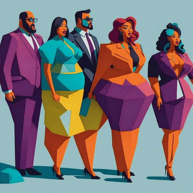 Plus Size CEO in low ploy style