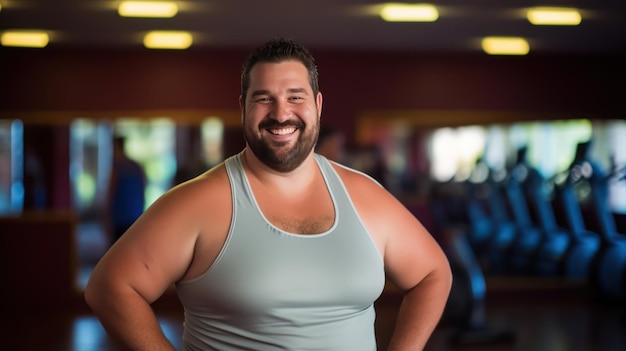 plus size man doing fitness in the gym