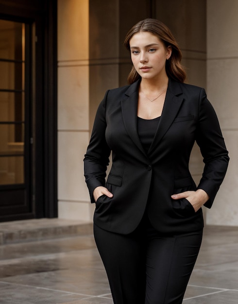 Photo plus size model businesswomen in a suit