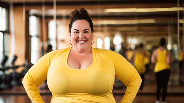 Plus Size vrouw die fitness doet