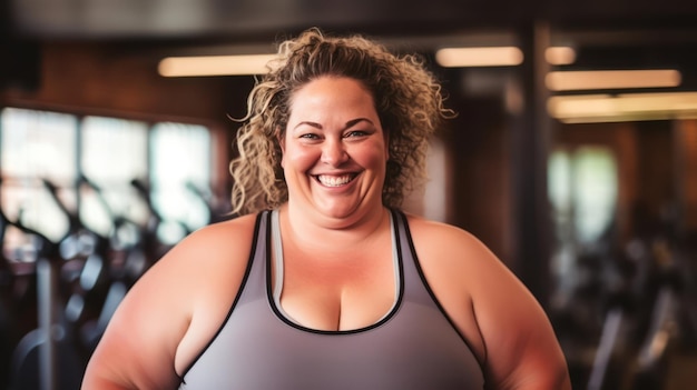 Plus Size vrouw die fitness doet