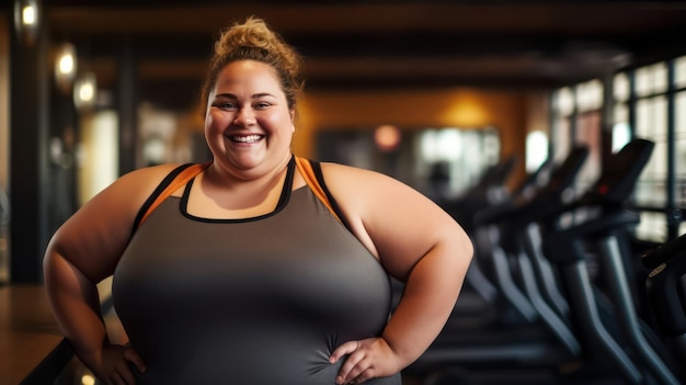 plus size woman doing fitness in the gym