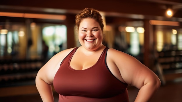 plus size woman doing fitness in the gym