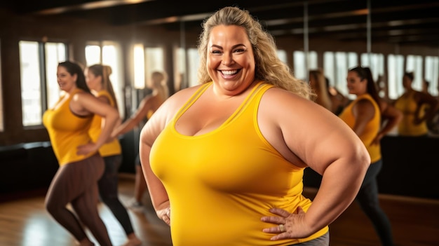 plus size woman doing fitness in the gym