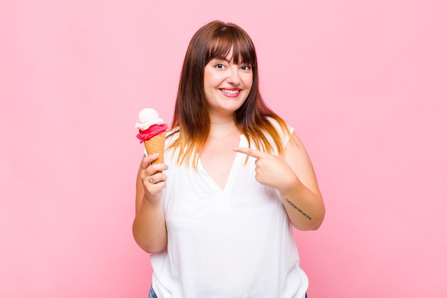 Plus size woman smiling cheerfully