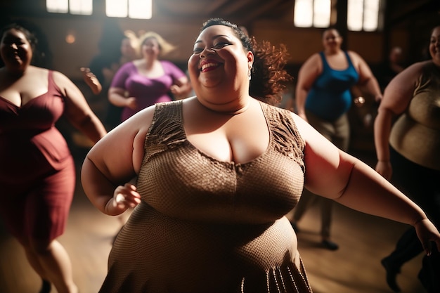 Plus sized woman at dance class