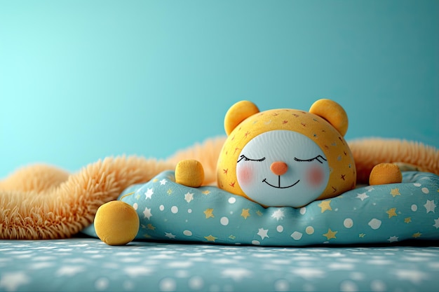 Plush Bear Pillow on Starry Bed
