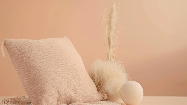 Photo a plush cushion resting beside a aromatic bomb