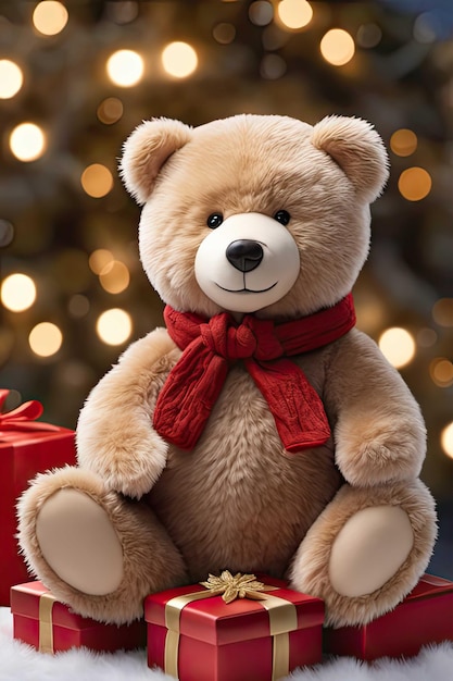 plush teddy bear dressed in outfit smiling