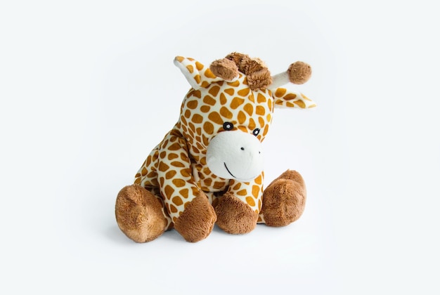 Plush toy white and browngiraffe isolated on a white background