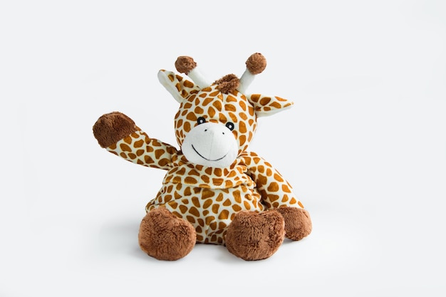 Plush toy white and browngiraffe isolated on a white background