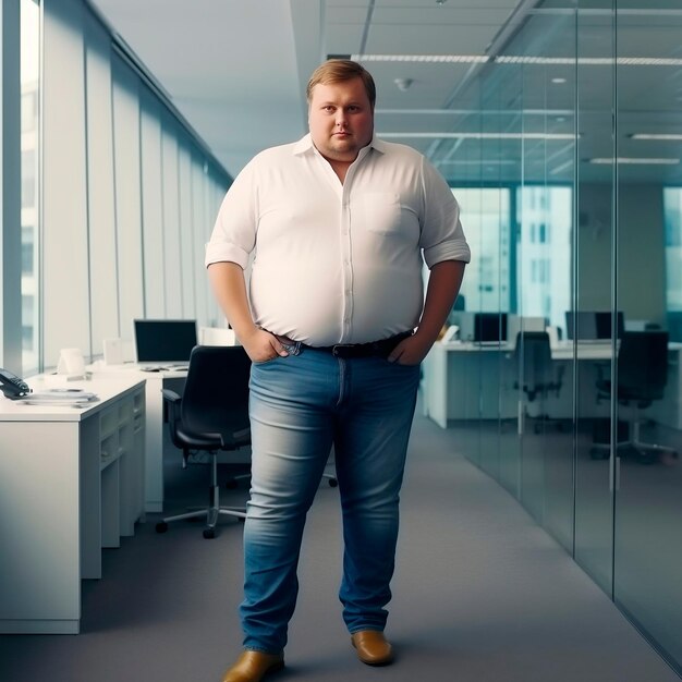 Plussize business strong man manager in office