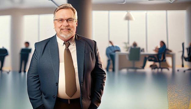 Plussize manager man in zakelijk shirt op kamer zakelijke stijl klassieke stijl portret van een elegante