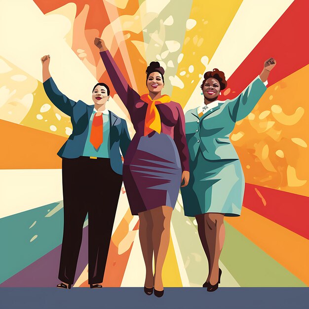 PlusSize Managers Abstract Digital Art Creative Poster Featuring Stylish Empowered Business