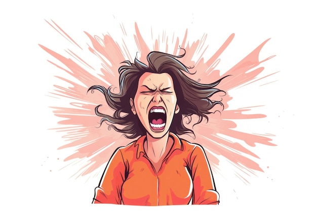 Photo pms shouting adult woman