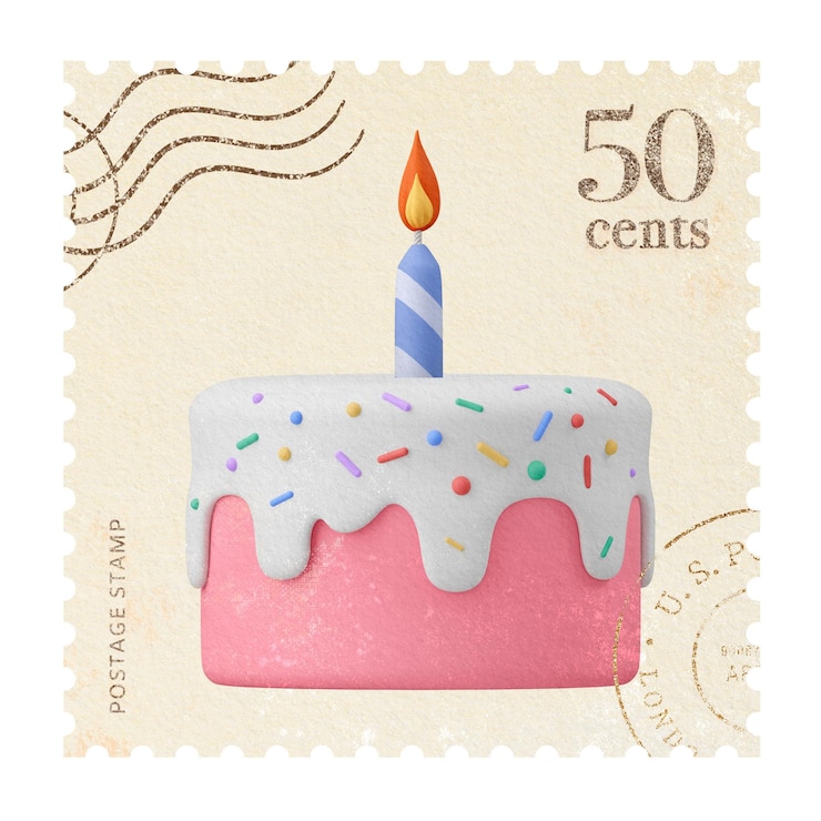 Photo png 3d生日蛋糕郵票貼紙 透明背景