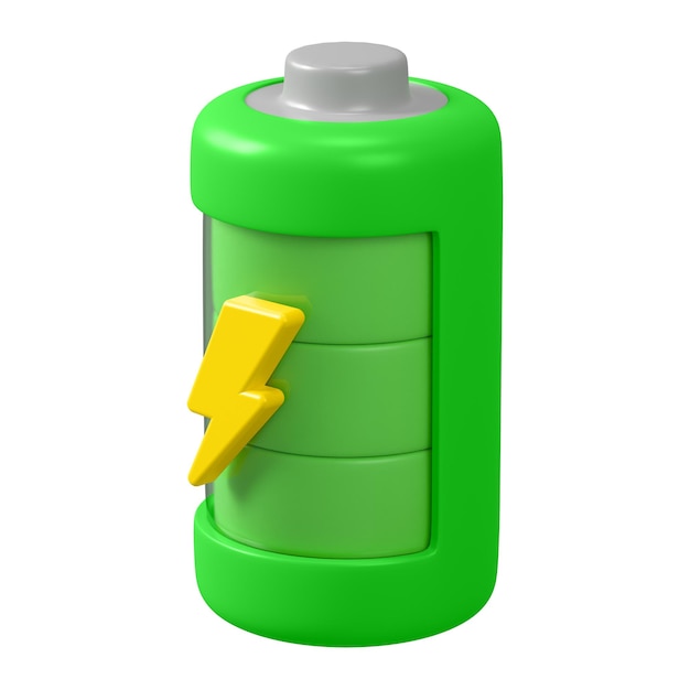 PNG 3D full green battery element illustration transparent background
