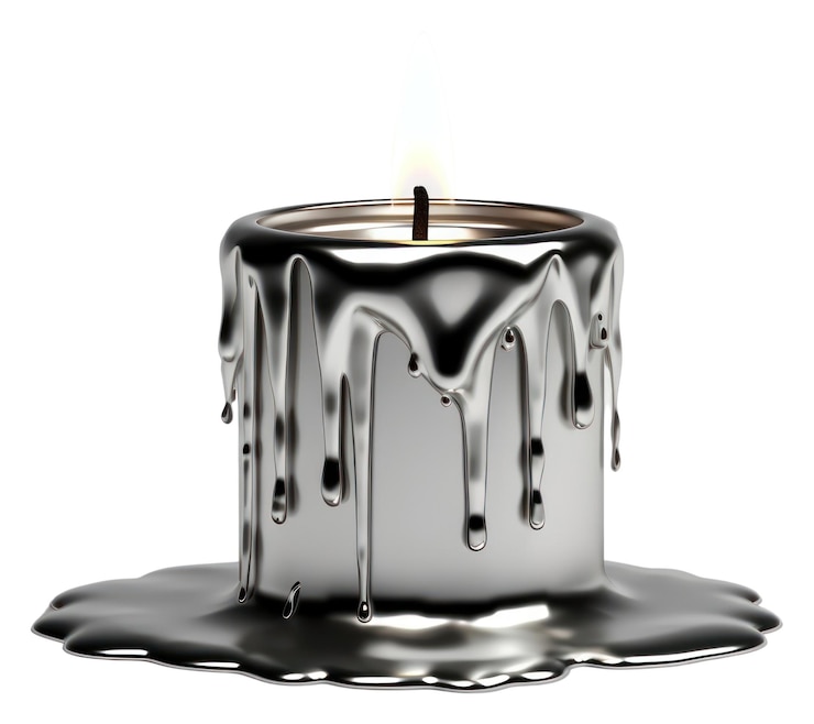 Photo png 3d render of candle melting metal lighting