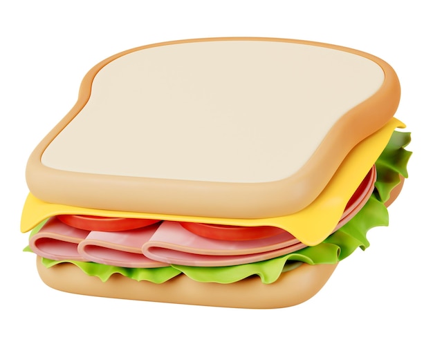 PNG 3D-sandwich met een illustratie van een voedingselement op een doorzichtige achtergrond