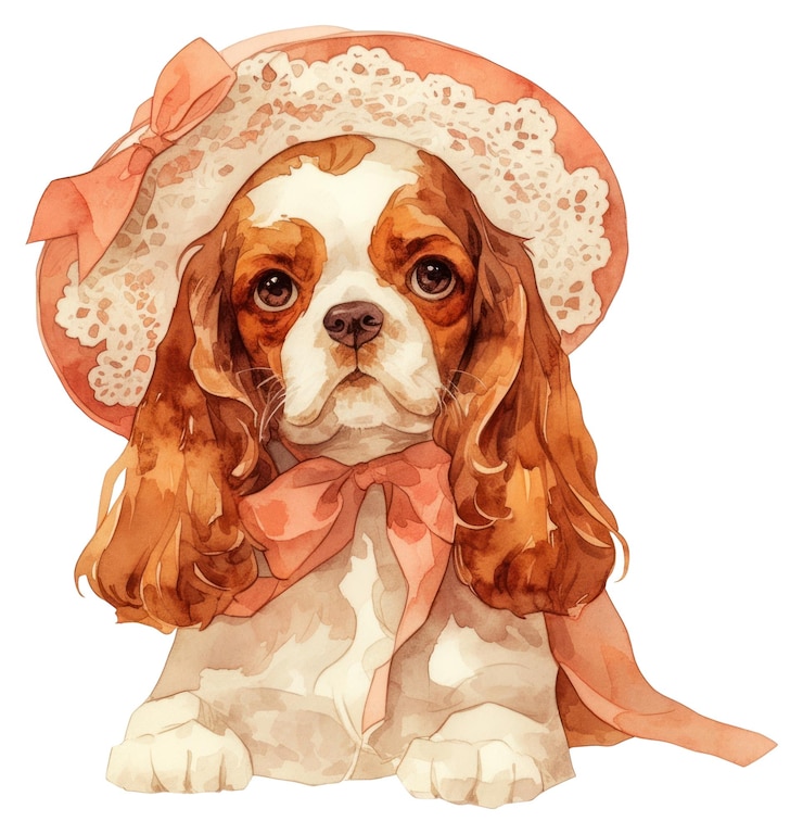 Photo png adorable dog wearing lace hat