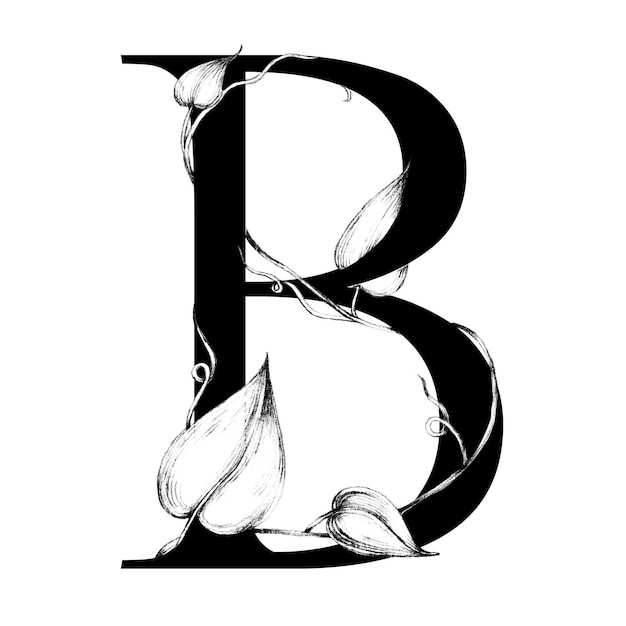 Png alfabet b sticker botanische lettertype typografie