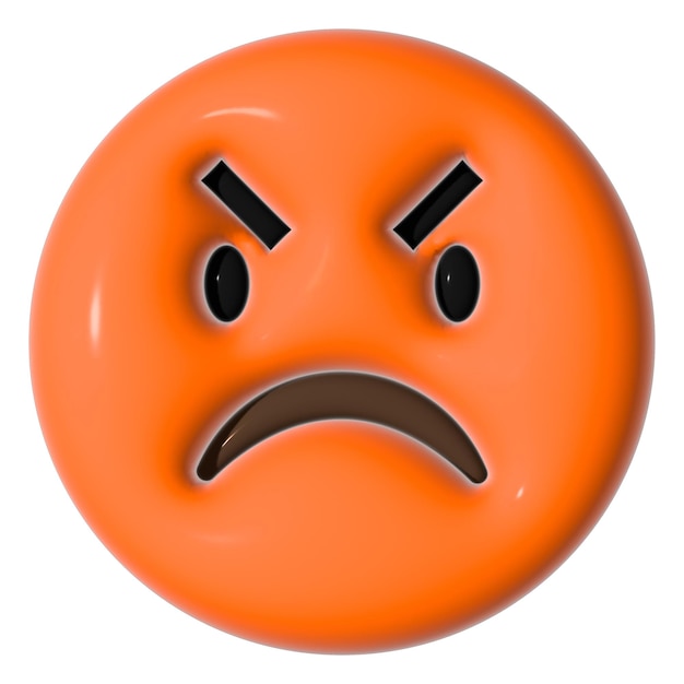 Png angry read face 3D emoticon doorzichtige achtergrond