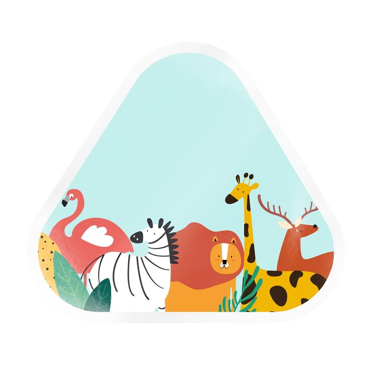 Photo png animal kingdom cartoon illustration sticker triangle with white border in transparent background