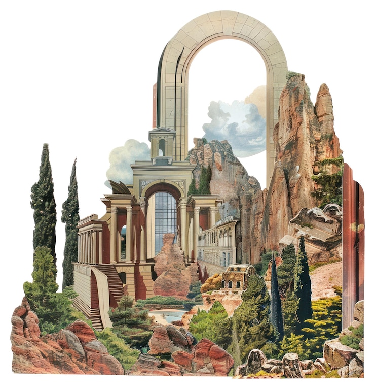 Photo png arch collage cutouts architecture painting building