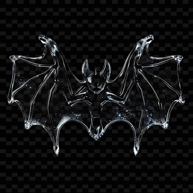 Photo png bat shaped in darkness material semi transparent with black animal shape abstract art
