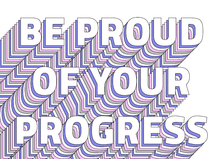 Photo png be proud of your progress layered message typography retro word