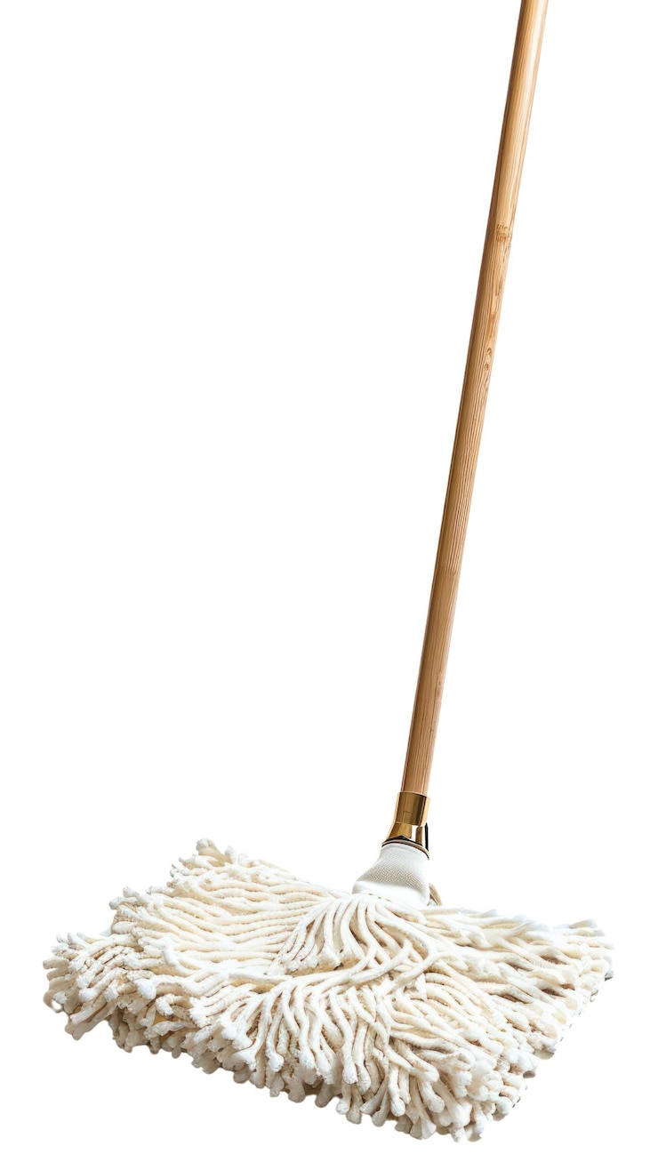 Photo png beige squeezeclean flat mop cleaning person broom
