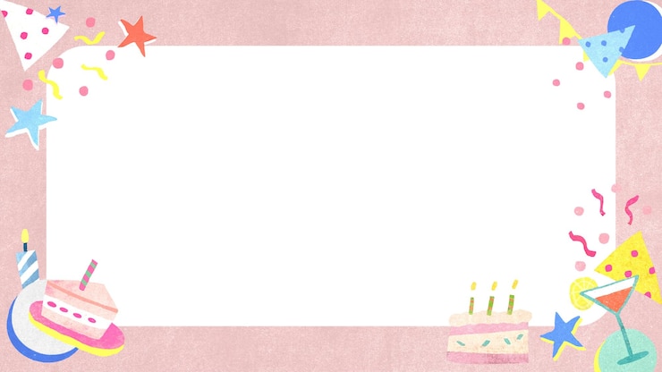 Photo png birthday frame in pastel pink