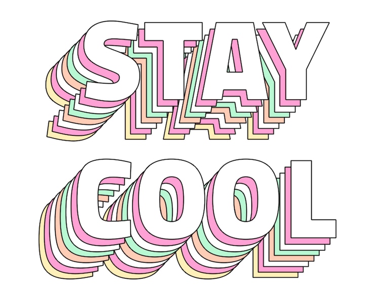 Foto png blijf cool gelaagde typografie retro woord