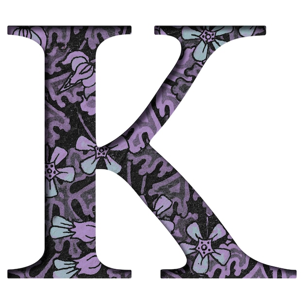 PNG bloemen vintage letter K typografie