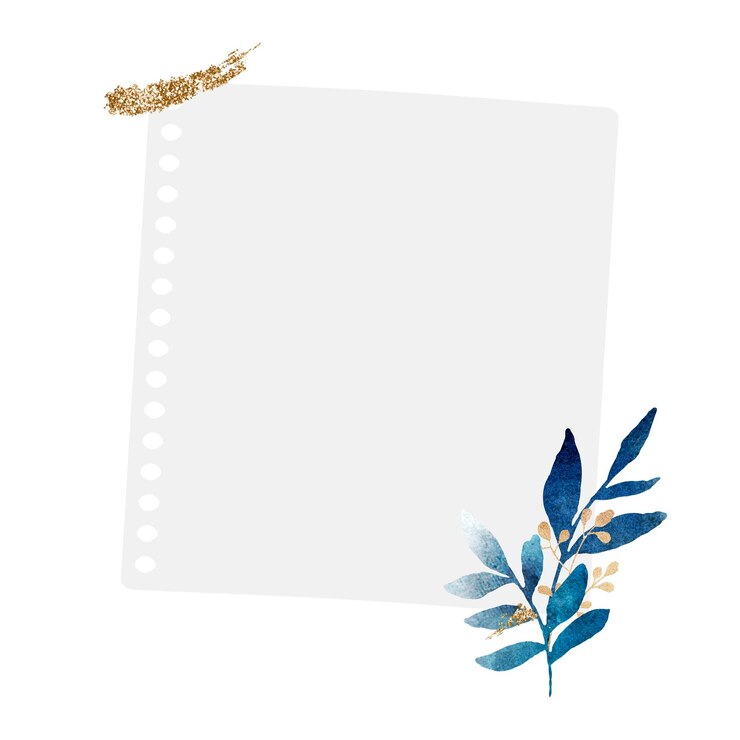 Photo png blue leaves design notepaper transparent background