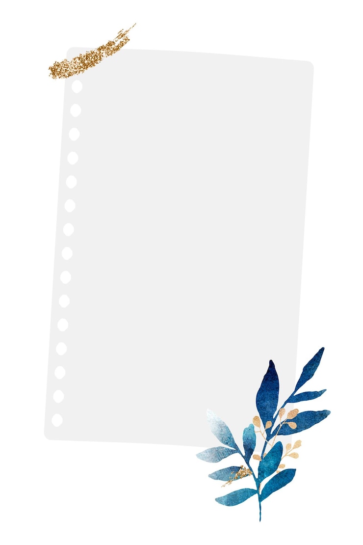 Photo png blue leaves design notepaper transparent background