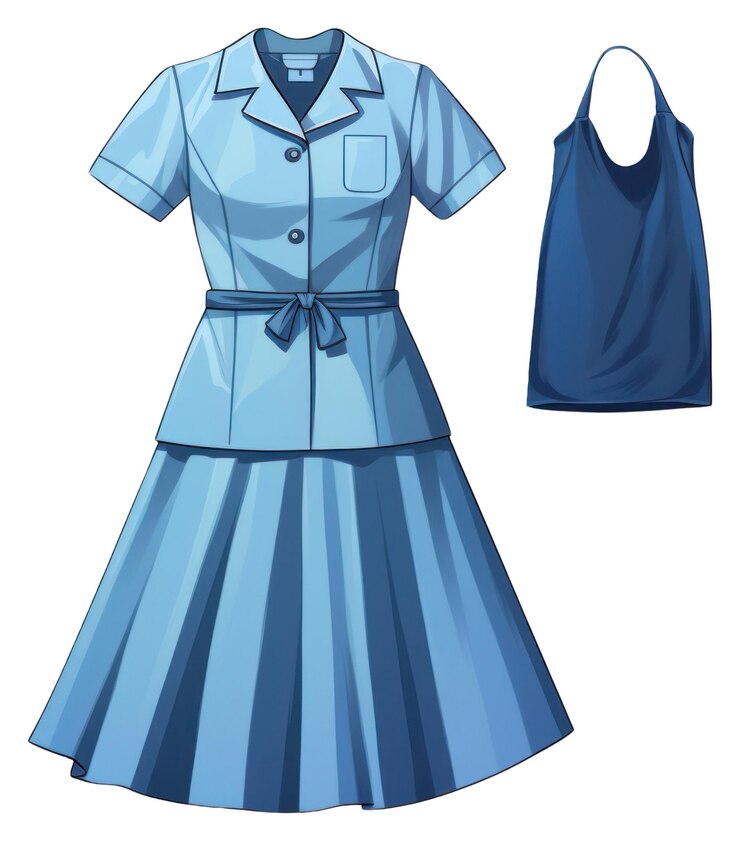 Photo png blue nurse costume fashion sleeve dress