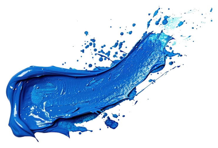 Photo png blue paint splash white background studio shot splattered