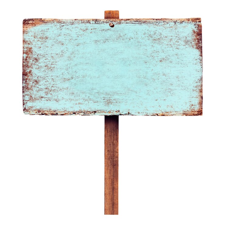 Photo png blue painted wooden sign isolated object transparent background