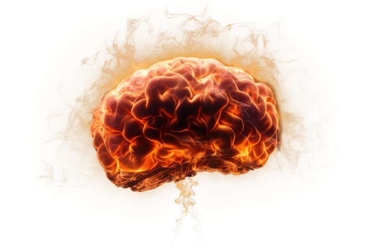 Photo png brain fire explosion burning