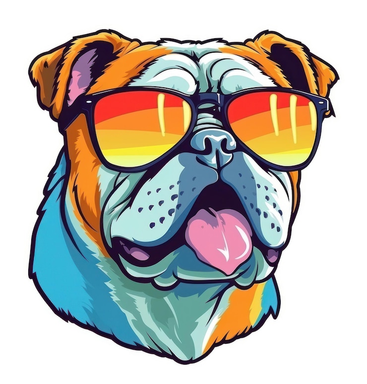 Photo png bulldog wearing sunglasses art mammal animal