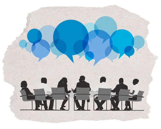 PNG business meeting sticker people silhouette transparent background