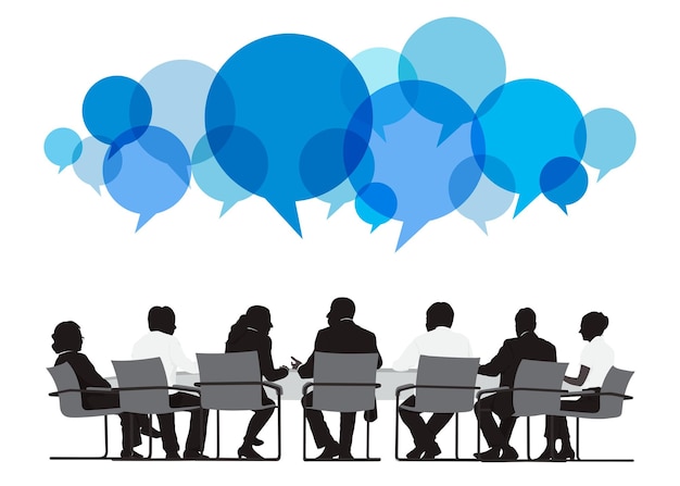 PNG business meeting sticker silhouette in transparent background