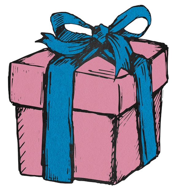Png cadeau doos sticker verjaardagsdecoratie vintage illustratie