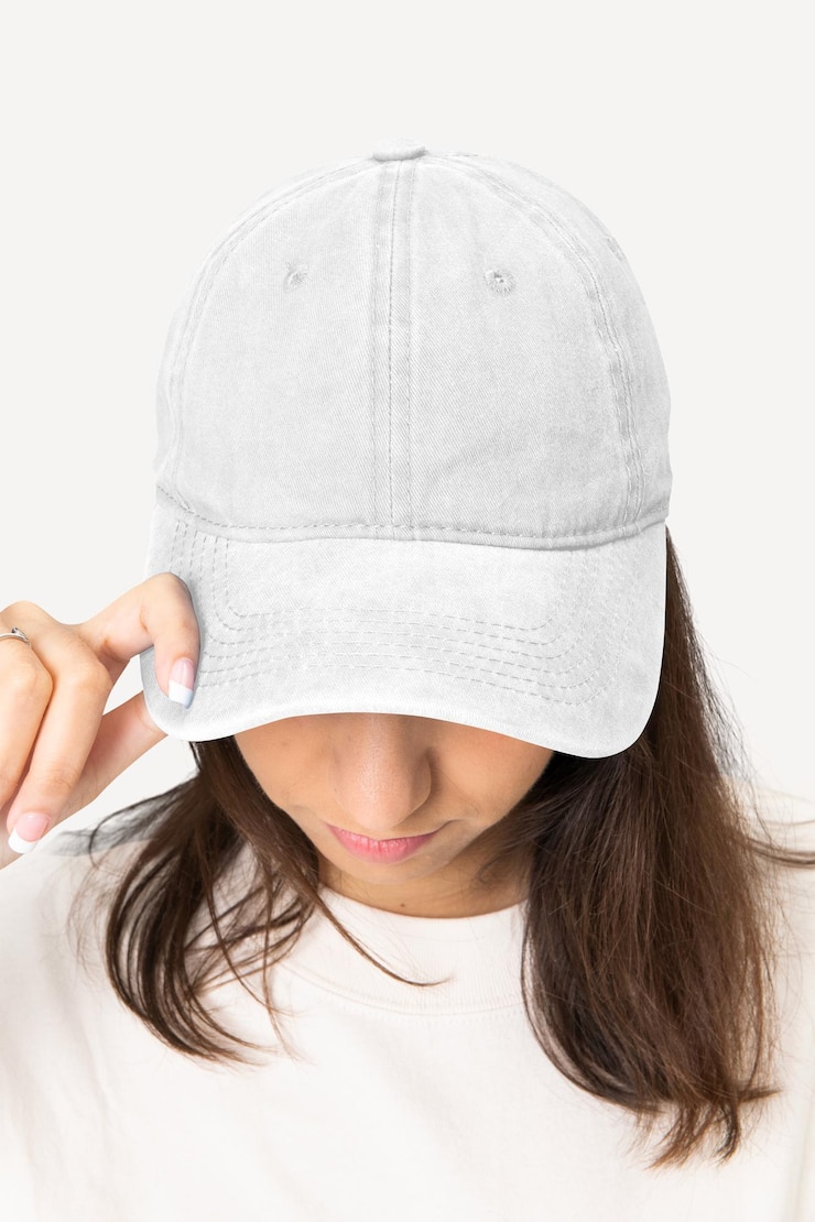 Photo png cap transparent mockup on woman
