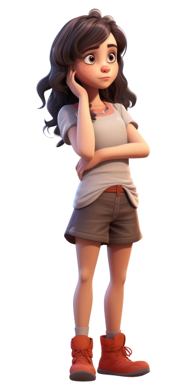 Foto png cartoon korte broek meisje contemplatie