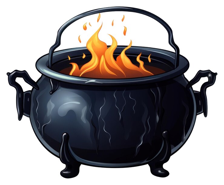 Photo png cauldron cartoon fire white background